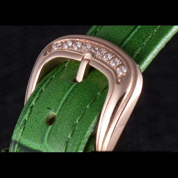 Frank Muller Heart Diamond Gold Bezel Green Leather Band new59684