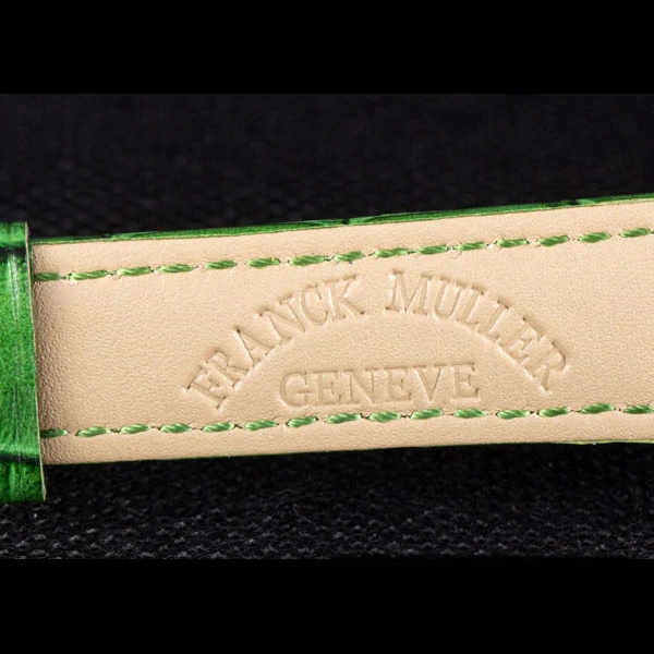 Frank Muller Heart Diamond Gold Bezel Green Leather Band new59684