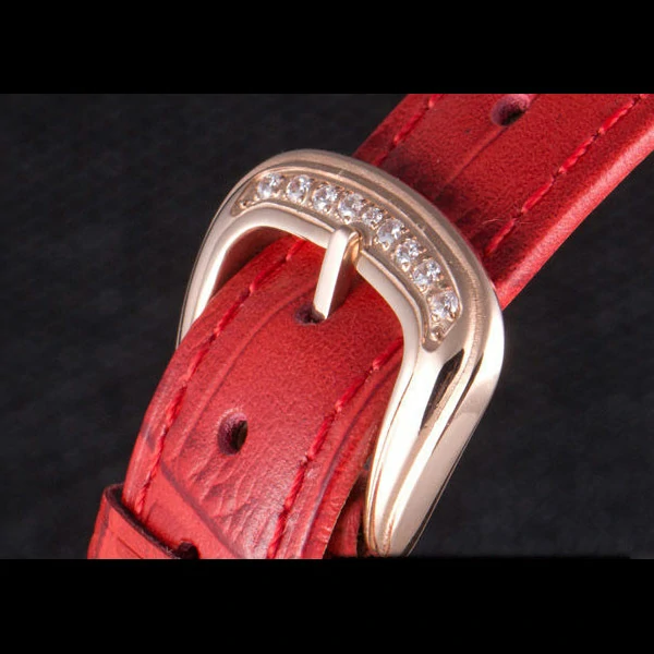 Frank Muller Heart Diamond Gold Bezel Red Leather Band new59685