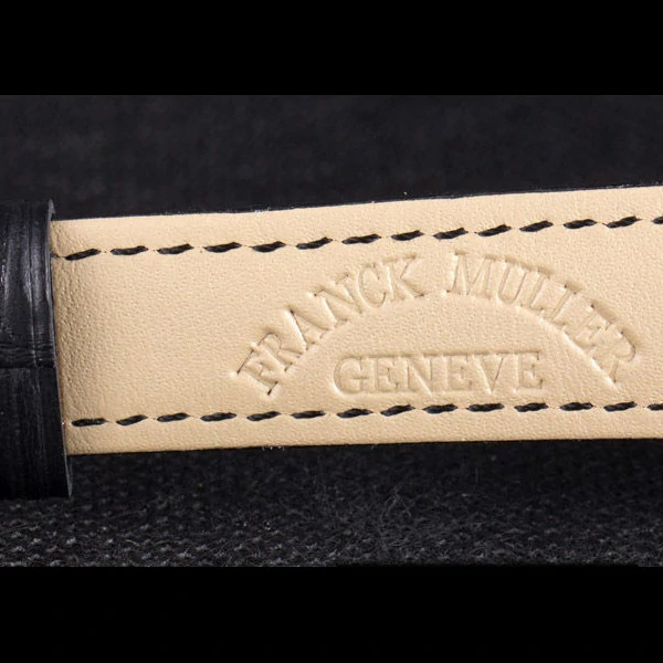 Frank Muller Heart Diamond Silver Bezel Black Leather Band new59686