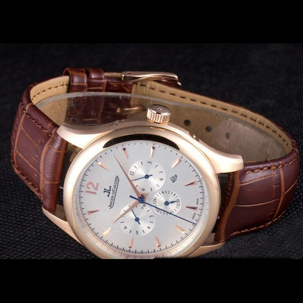 Jaeger Lecoultre Master Gold Bezel Brown Leather Band new59701