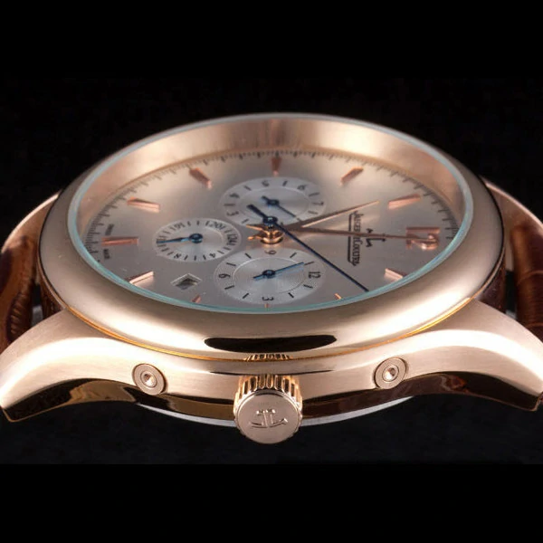 Jaeger Lecoultre Master Gold Bezel Brown Leather Band new59701