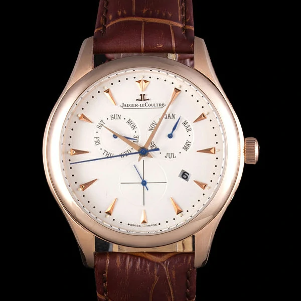Jaeger Lecoultre Master Gold Bezel Brown Leather Band new59702