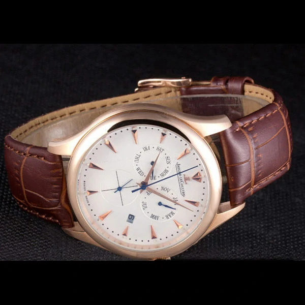 Jaeger Lecoultre Master Gold Bezel Brown Leather Band new59702