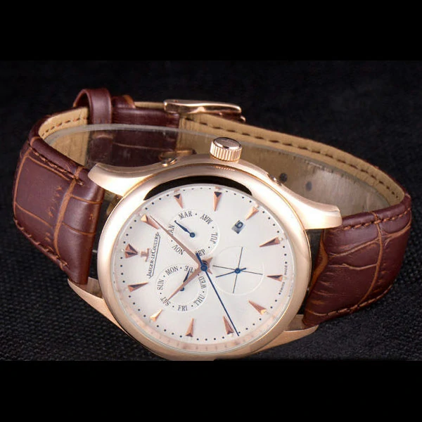 Jaeger Lecoultre Master Gold Bezel Brown Leather Band new59702