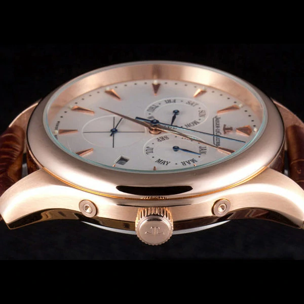 Jaeger Lecoultre Master Gold Bezel Brown Leather Band new59702