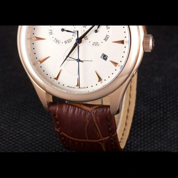 Jaeger Lecoultre Master Gold Bezel Brown Leather Band new59702