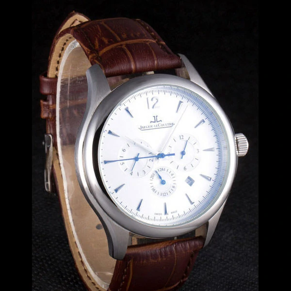 Jaeger Lecoultre Master Silver Bezel Brown Leather Band new59703