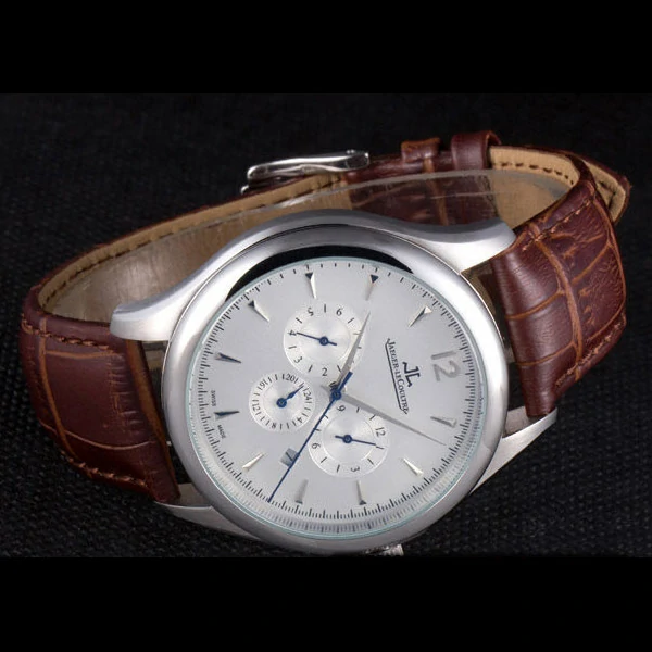 Jaeger Lecoultre Master Silver Bezel Brown Leather Band new59703
