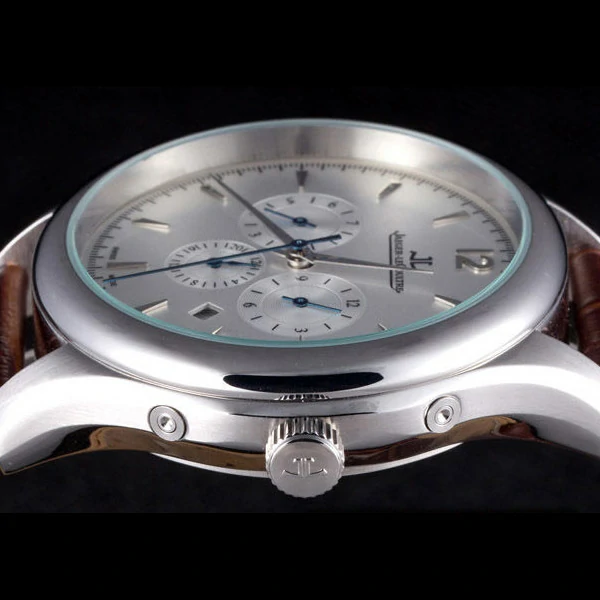 Jaeger Lecoultre Master Silver Bezel Brown Leather Band new59703