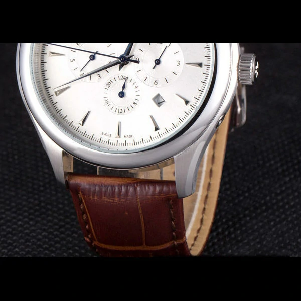 Jaeger Lecoultre Master Silver Bezel Brown Leather Band new59703