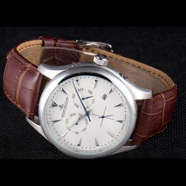 Jaeger Lecoultre Master Silver Bezel Brown Leather Band new59704