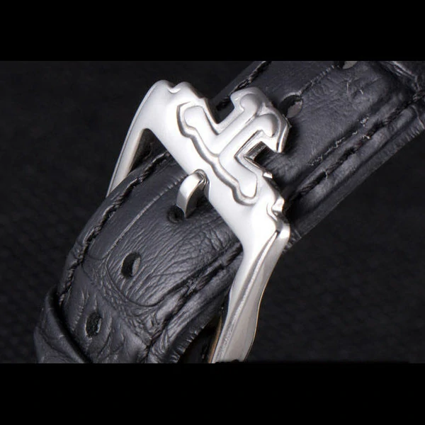 Jaeger Lecoultre Tourbillon Perpetuel Silver Bezel Black Leather Band new59705