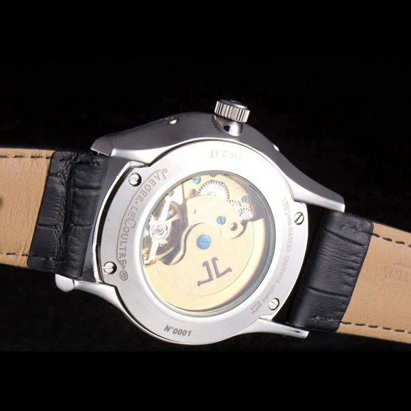 Jaeger Lecoultre Master Silver Bezel Black Leather Band new59706