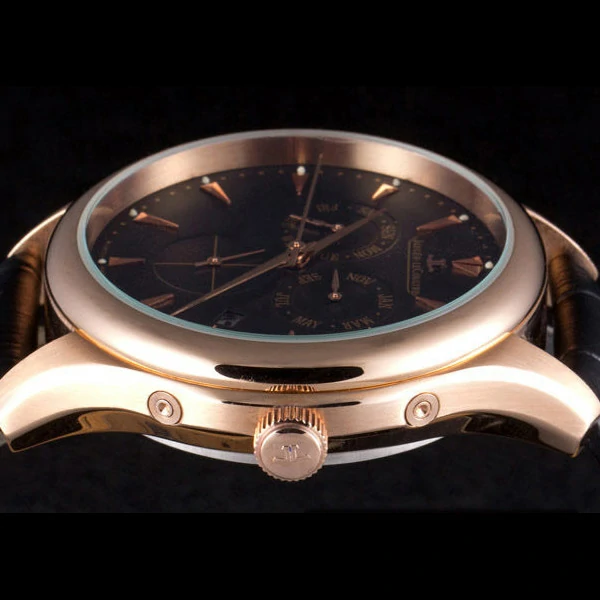 Jaeger Lecoultre Master Gold Bezel Black Leather Band new59707