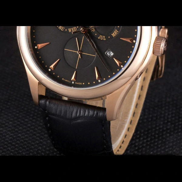 Jaeger Lecoultre Master Gold Bezel Black Leather Band new59707