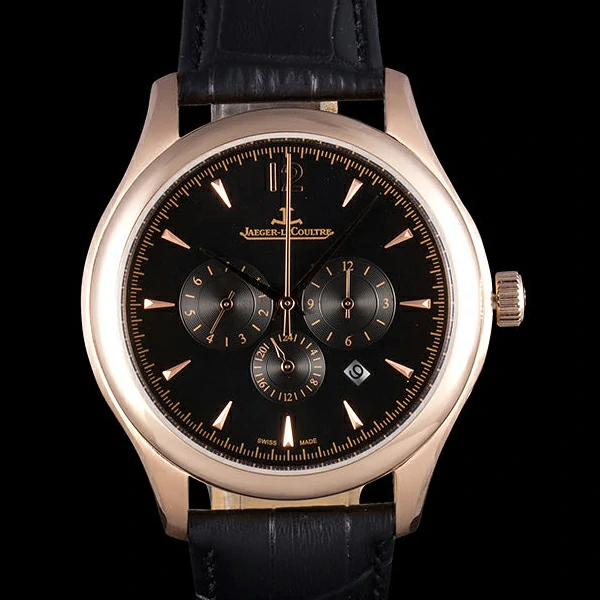 Jaeger Lecoultre Master Gold Bezel Black Leather Band new59710