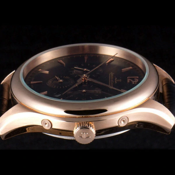 Jaeger Lecoultre Master Gold Bezel Black Leather Band new59710