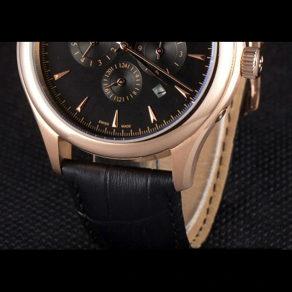 Jaeger Lecoultre Master Gold Bezel Black Leather Band new59710