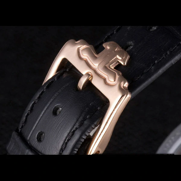 Jaeger Lecoultre Master Gold Bezel Black Leather Band new59710