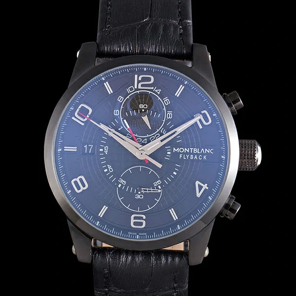 Montblanc Flyback Black Leather Band new59718