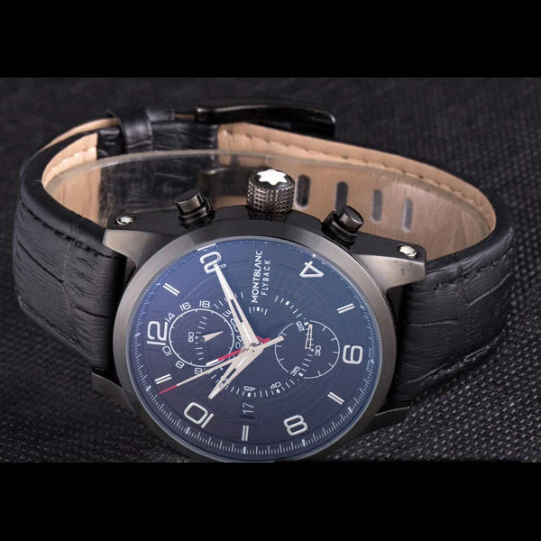 Montblanc Flyback Black Leather Band new59718
