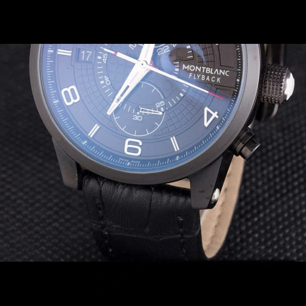 Montblanc Flyback Black Leather Band new59718