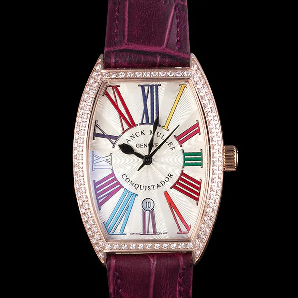 Franck Muller Casablanca Purple Croco Leather Band Crystal Encrusted Bezel new59724