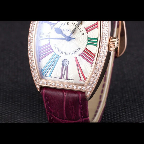 Franck Muller Casablanca Purple Croco Leather Band Crystal Encrusted Bezel new59724