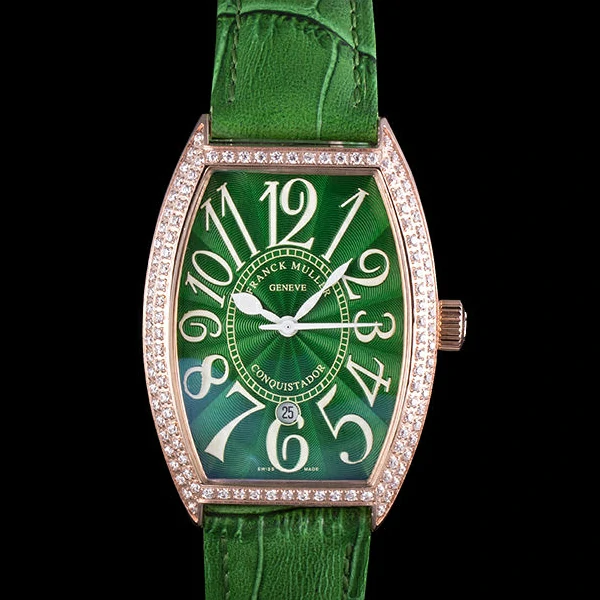 Franck Muller Casablanca Green Croco Leather Band Crystal Encrusted Bezel new59730