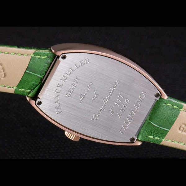 Franck Muller Casablanca Green Croco Leather Band Crystal Encrusted Bezel new59730