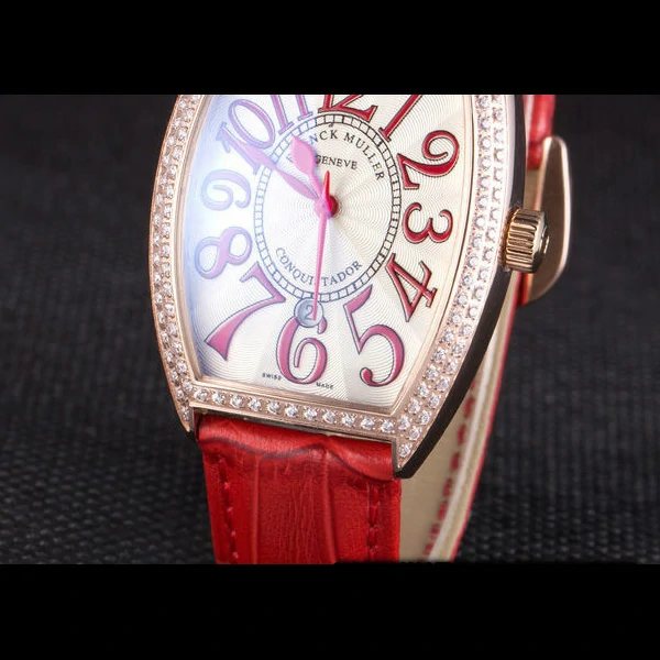 Franck Muller Casablanca Red Croco Leather Band Crystal Encrusted Bezel new59731