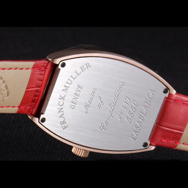 Franck Muller Casablanca Red Croco Leather Band Crystal Encrusted Bezel new59731