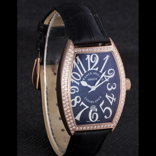 Franck Muller Casablanca Black Croco Leather Band Crystal Encrusted Bezel new59732