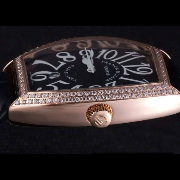 Franck Muller Casablanca Black Croco Leather Band Crystal Encrusted Bezel new59732