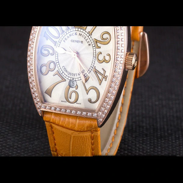 Franck Muller Casablanca Yellow Croco Leather Band Crystal Encrusted Bezel new59733