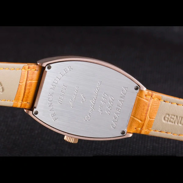 Franck Muller Casablanca Yellow Croco Leather Band Crystal Encrusted Bezel new59733