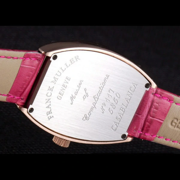 Franck Muller Casablanca Fuchsia Croco Leather Band Crystal Encrusted Bezel new59735