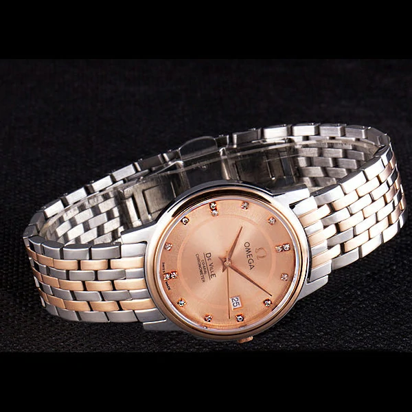 Omega DeVille Rose Gold and Stainless Steel Bracelet Orange Dial new59771