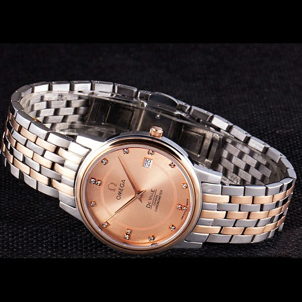 Omega DeVille Rose Gold and Stainless Steel Bracelet Orange Dial new59771