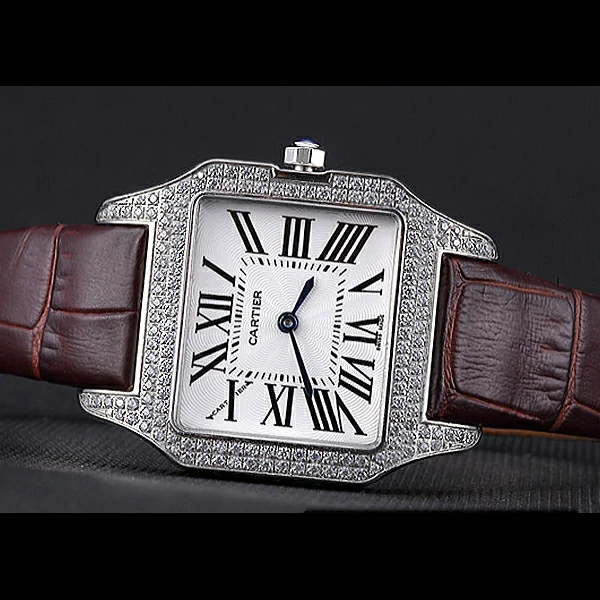 Cartier Santos 100 Diamond Silver Bezel new59823