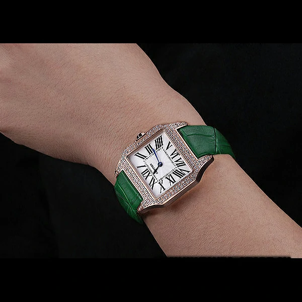 Cartier Santos 100 Diamond Rose Gold Bezel new59827