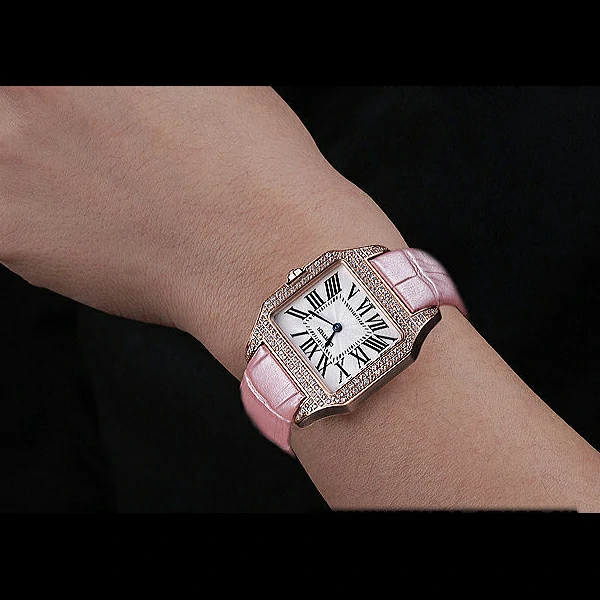 Cartier Santos 100 Diamond Rose Gold Bezel new59830
