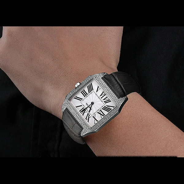 Cartier Santos 100 Diamond Silver Bezel new59839