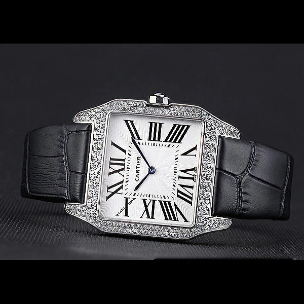 Cartier Santos 100 Diamond Silver Bezel new59839