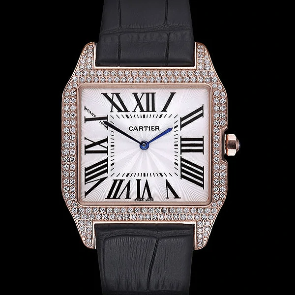 Cartier Santos 100 Diamond Rose Gold Bezel new59840