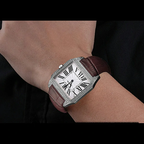 Cartier Santos 100 Diamond Silver Bezel new59841
