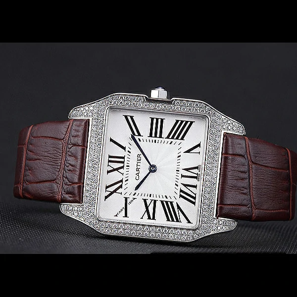 Cartier Santos 100 Diamond Silver Bezel new59841