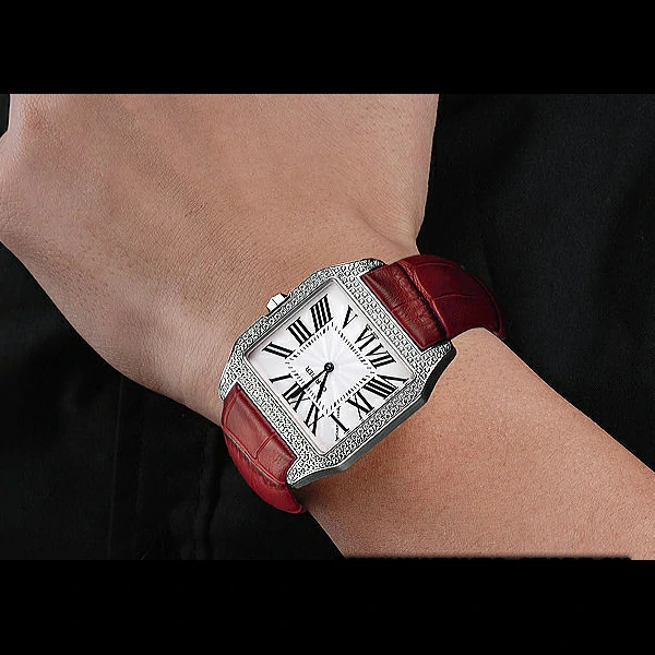 Cartier Santos 100 Diamond Silver Bezel new59843