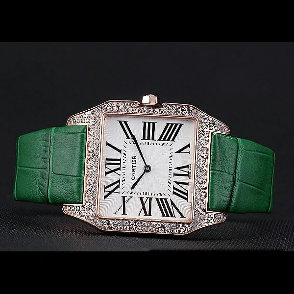 Cartier Santos 100 Diamond Rose Gold Bezel new59845